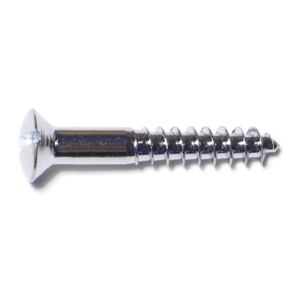 Midwest Fastener Wood Screw, #10, 1-1/4 in, Chrome Brass Oval Head Slotted Drive, 20 PK 61717